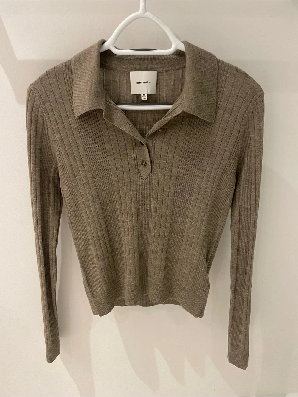 Reformation Hermia Polo in Oatmeal - Picture 2 of 4